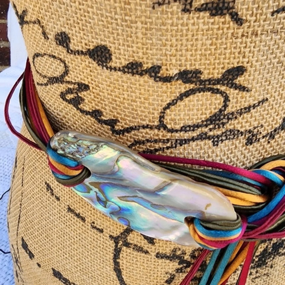 Vintage Abalone and Silk Cord Belt‎ M/L main image 11